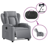 Electric Recliner Chair Light Grey Fabric - 45-Degree Angle