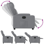 Electric Recliner Chair Light Grey Fabric