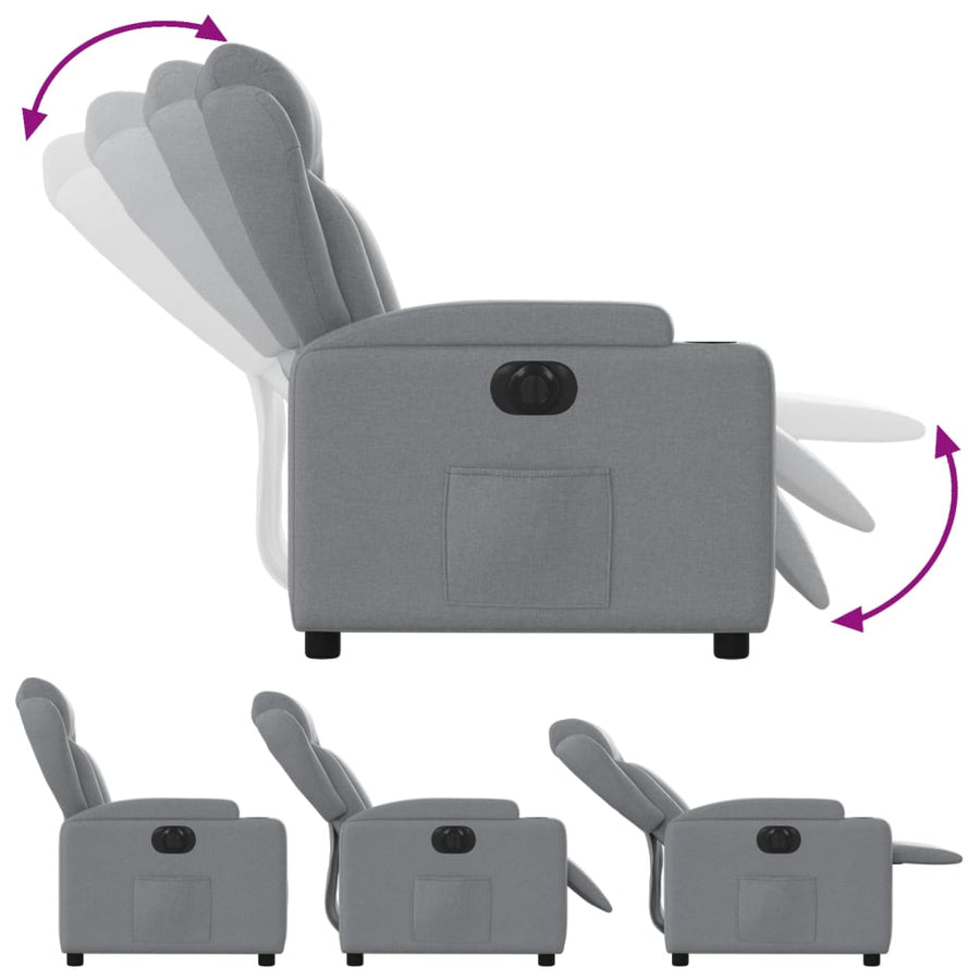 Electric Recliner Chair Light Grey Fabric