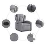 Electric Recliner Chair Light Grey Fabric