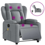 Electric Massage Recliner Chair Light Grey Fabric - Front View
