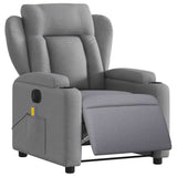 Electric Massage Recliner Chair Light Grey Fabric