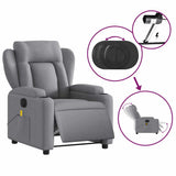 Electric Massage Recliner Chair Light Grey Fabric