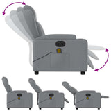Electric Massage Recliner Chair Light Grey Fabric - Close-Up Angle