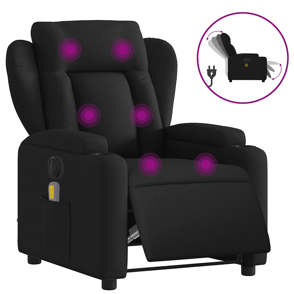 Electric Massage Recliner Chair Black Fabric