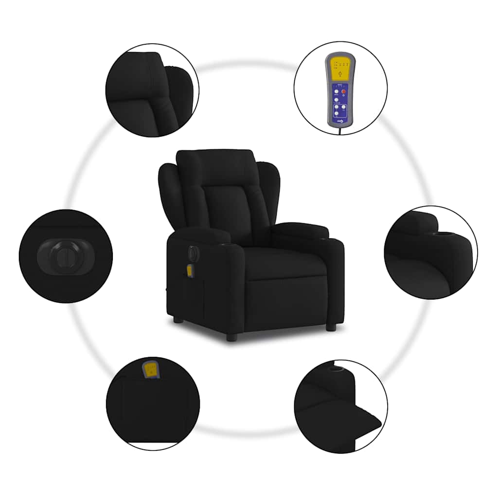 Electric Massage Recliner Chair Black Fabric