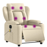 Electric Massage Recliner Chair Cream Fabric - Side View
