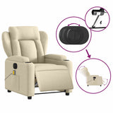 Electric Massage Recliner Chair Cream Fabric - Rear View