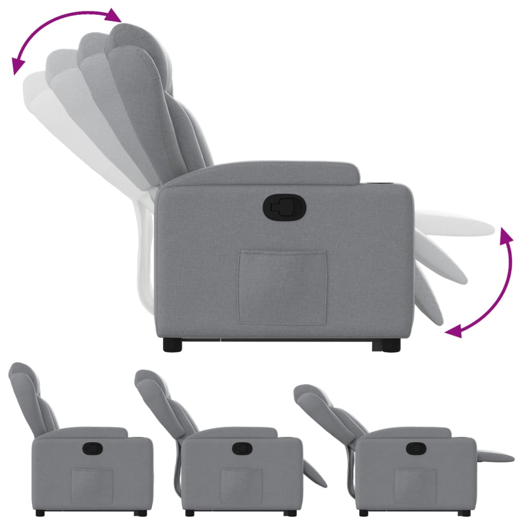 Stand up Recliner Chair Light Grey Fabric