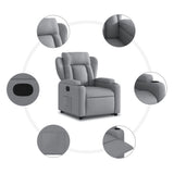 Stand up Recliner Chair Light Grey Fabric - Close-Up Angle