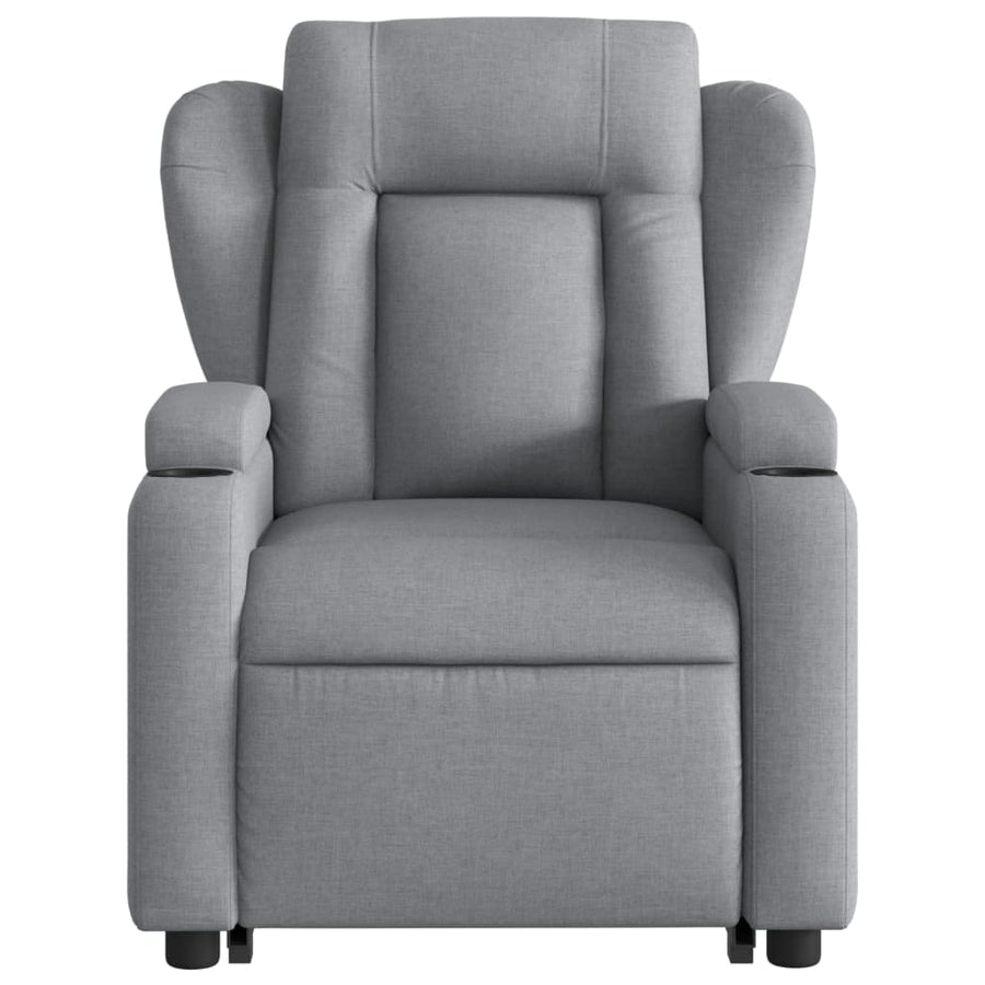 Stand up Recliner Chair Light Grey Fabric