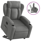 Stand up Recliner Chair Dark Grey Fabric - Front View