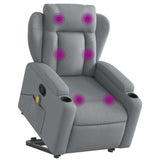 Stand up Massage Recliner Chair Light Grey Fabric - Side View