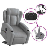 Stand up Massage Recliner Chair Light Grey Fabric - Rear View