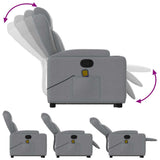 Stand up Massage Recliner Chair Light Grey Fabric - Close-Up Angle