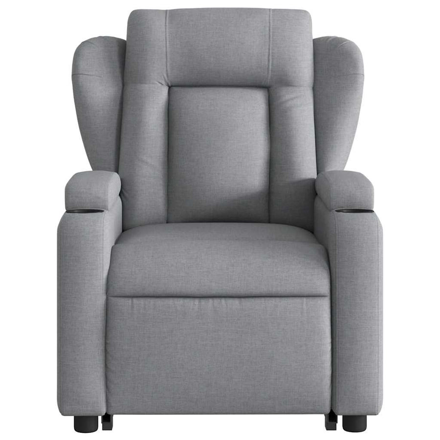 Stand up Massage Recliner Chair Light Grey Fabric