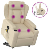 Stand up Massage Recliner Chair Cream Fabric - Front View