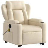 Stand up Massage Recliner Chair Cream Fabric - Side View