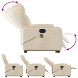 Stand up Massage Recliner Chair Cream Fabric - Rear View