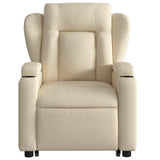 Stand up Massage Recliner Chair Cream Fabric - Low Angle