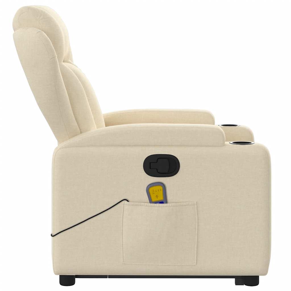 Stand up Massage Recliner Chair Cream Fabric