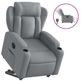 Electric Stand up Recliner Chair Light Grey Fabric - Front View