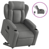 Electric Stand up Recliner Chair Dark Grey Fabric - Front View