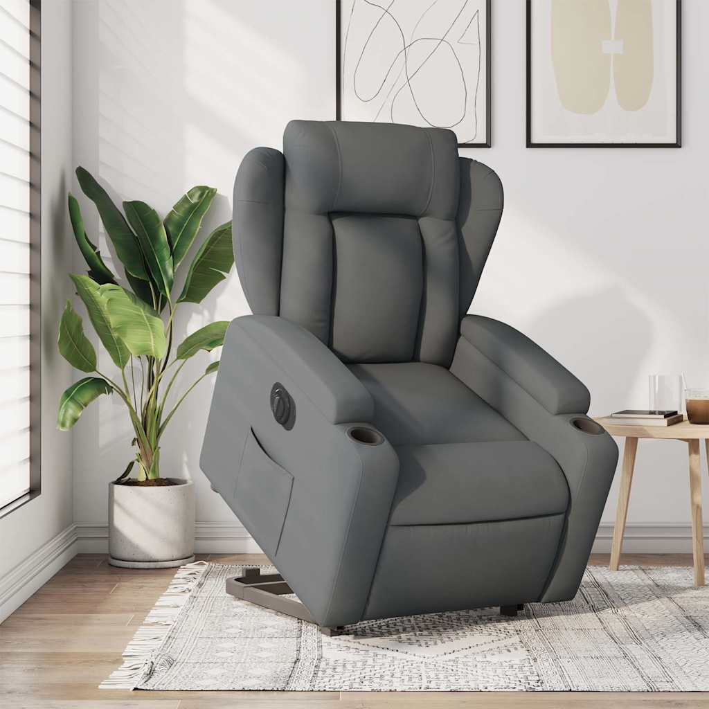 Electric Stand up Recliner Chair Dark Grey Fabric