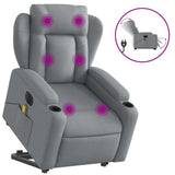 Electric Stand up Massage Recliner Chair Light Grey Fabric - Front View