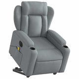 Electric Stand up Massage Recliner Chair Light Grey Fabric - Side View