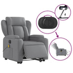 Electric Stand up Massage Recliner Chair Light Grey Fabric
