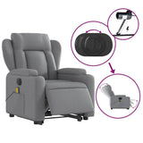 Electric Stand up Massage Recliner Chair Light Grey Fabric - Rear View