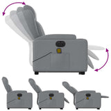 Electric Stand up Massage Recliner Chair Light Grey Fabric - Close-Up Angle