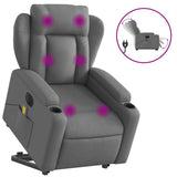 Electric Stand up Massage Recliner Chair Dark Grey Fabric - Front View