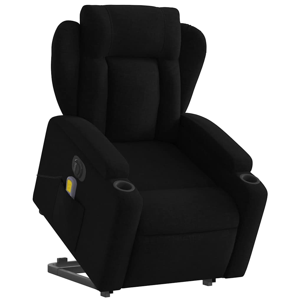 Electric Stand up Massage Recliner Chair Black Fabric