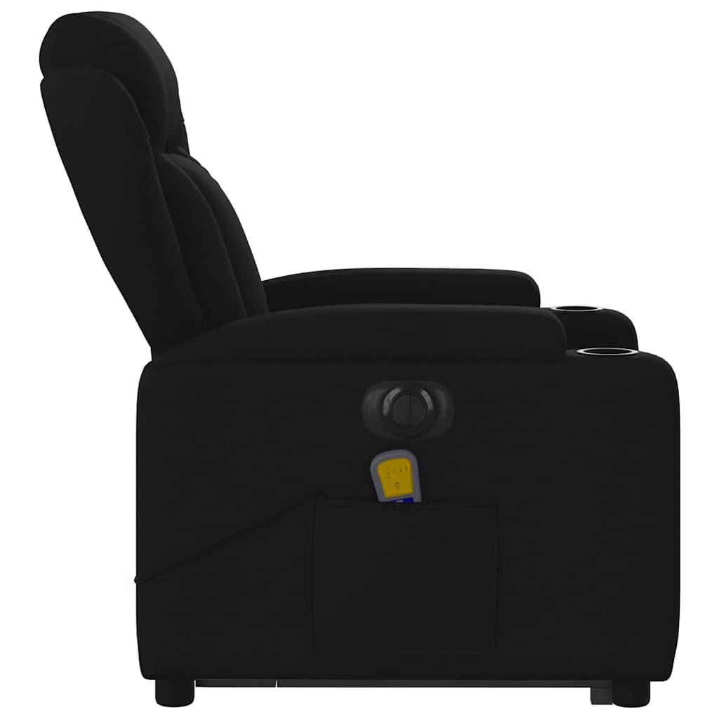 Electric Stand up Massage Recliner Chair Black Fabric