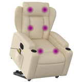 Electric Stand up Massage Recliner Chair Cream Fabric - Side View