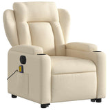 Electric Stand up Massage Recliner Chair Cream Fabric - Top-Down View