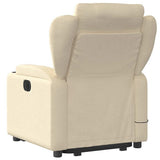 Electric Stand up Massage Recliner Chair Cream Fabric - 45-Degree Angle
