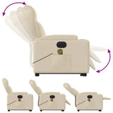 Electric Stand up Massage Recliner Chair Cream Fabric - Close-Up Angle