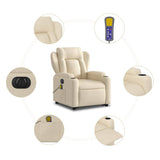 Electric Stand up Massage Recliner Chair Cream Fabric