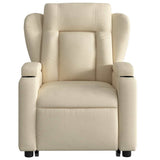 Electric Stand up Massage Recliner Chair Cream Fabric