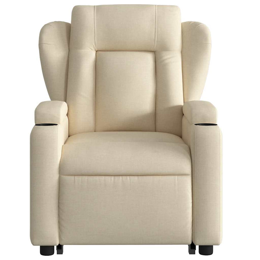 Electric Stand up Massage Recliner Chair Cream Fabric