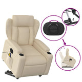 Electric Stand up Massage Recliner Chair Cream Fabric - Extra Image