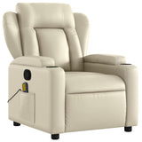 Massage Recliner Chair Cream Faux Leather - Side View