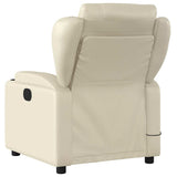 Massage Recliner Chair Cream Faux Leather - Top-Down View