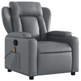 Massage Recliner Chair Grey Faux Leather - Side View