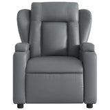 Massage Recliner Chair Grey Faux Leather - Close-Up Angle