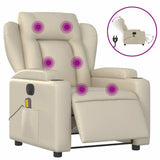 Electric Massage Recliner Chair Cream Faux Leather