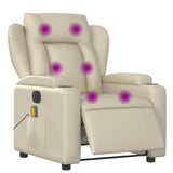 Electric Massage Recliner Chair Cream Faux Leather - Side View
